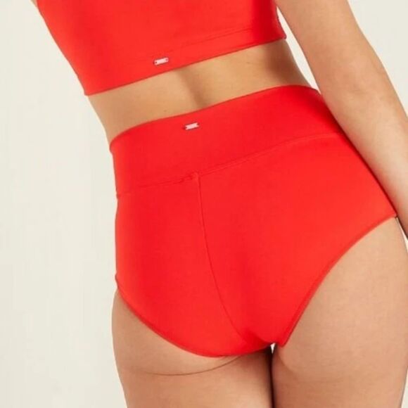 Victoria's Secret Pink Active High Waist Shortie Bikini Bottom in Red size S NWT - Picture 7 of 10